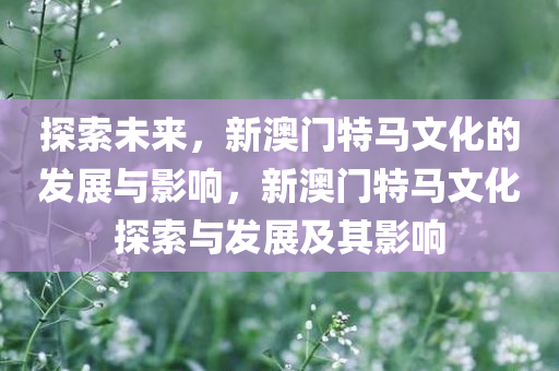 2046与澳门未来，探索特马文化的传承与创新之路—从历史到未来的文化桥梁（虚构文章）引言
